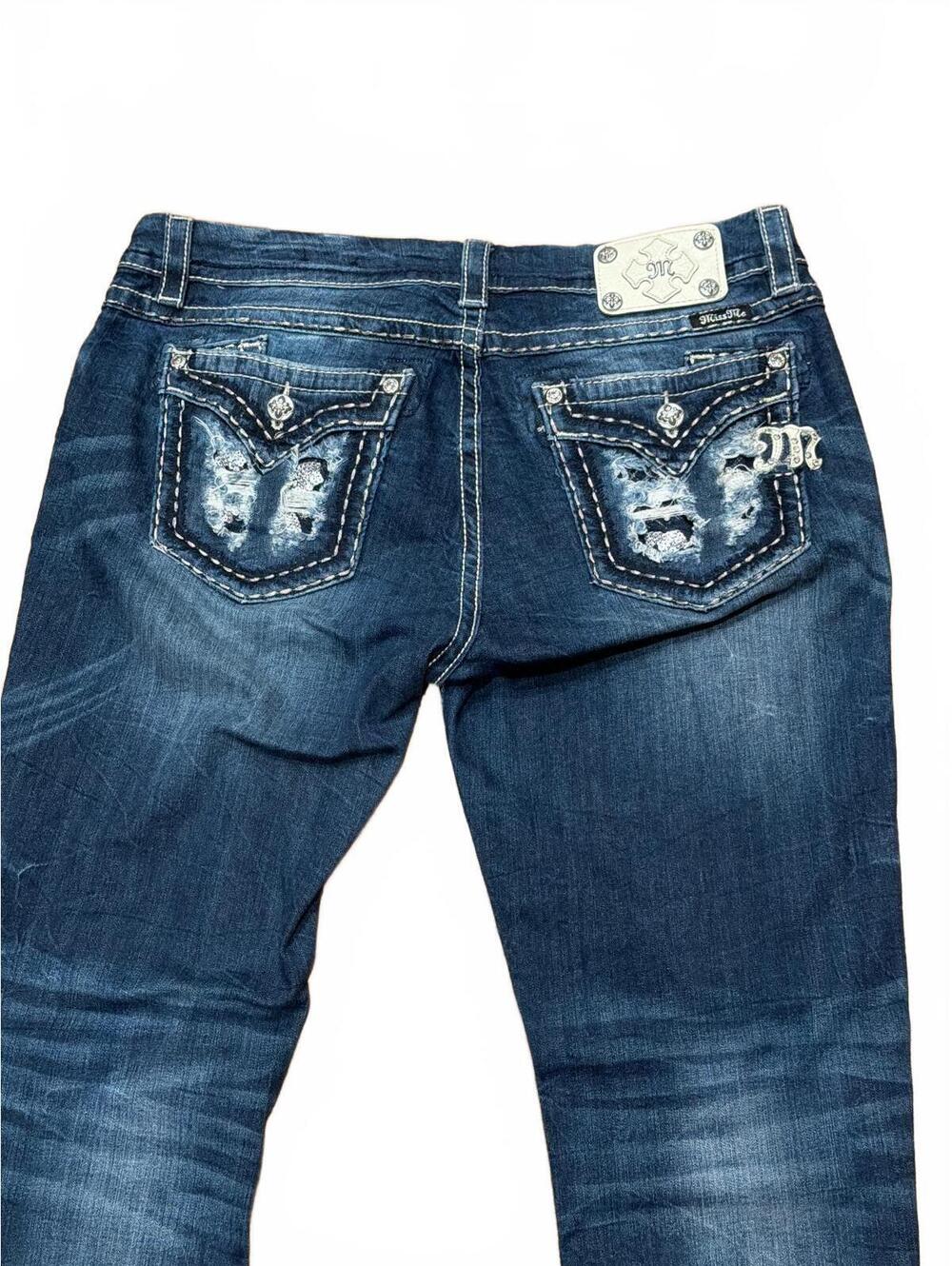 Y2k Miss Me Easy Boot Jeans 32 Distressed Butterfly Wing Flap Pockets Denim 00s